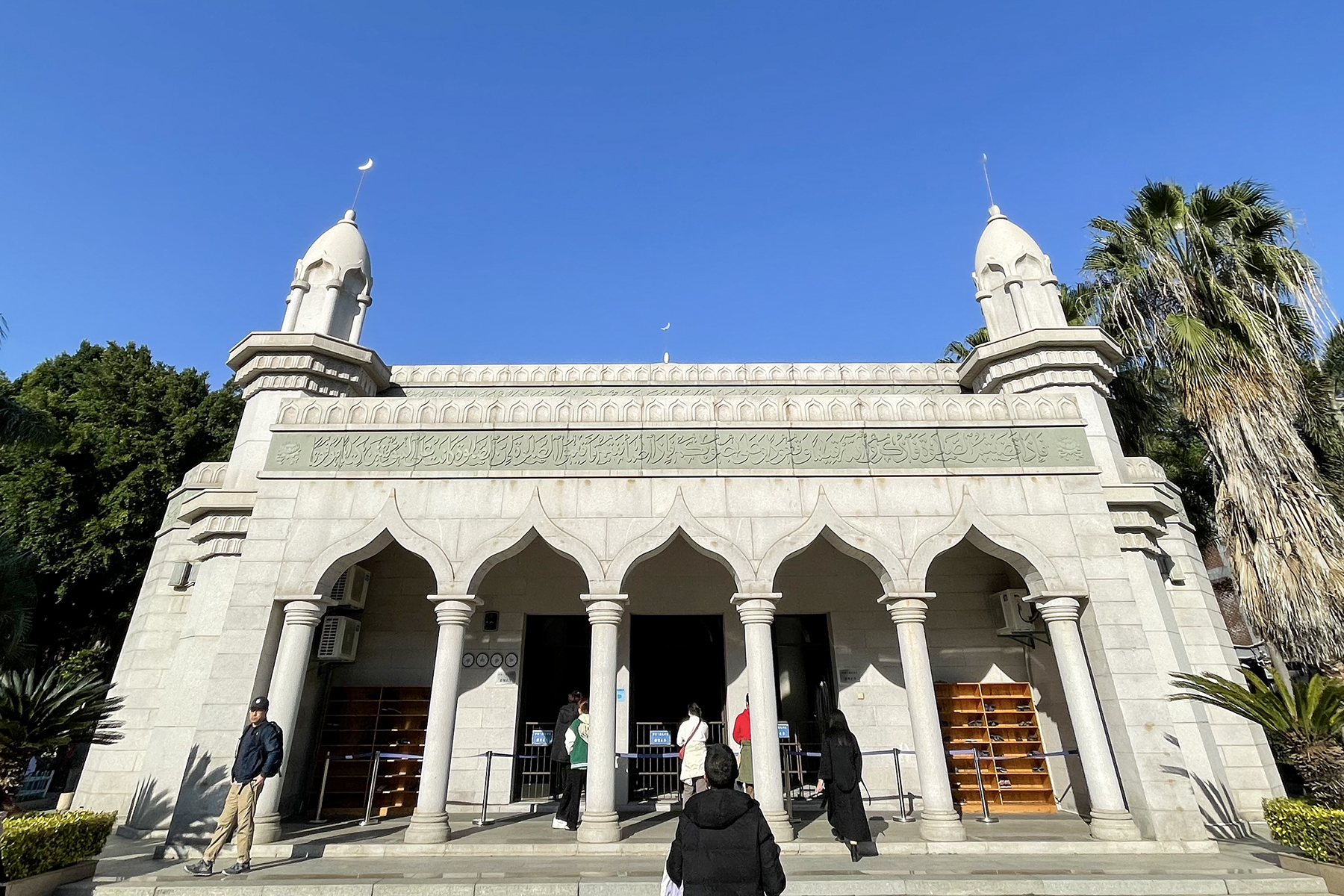 Stone prayer architecture and courtyard at Qingjing Mosque in Quanzhou.