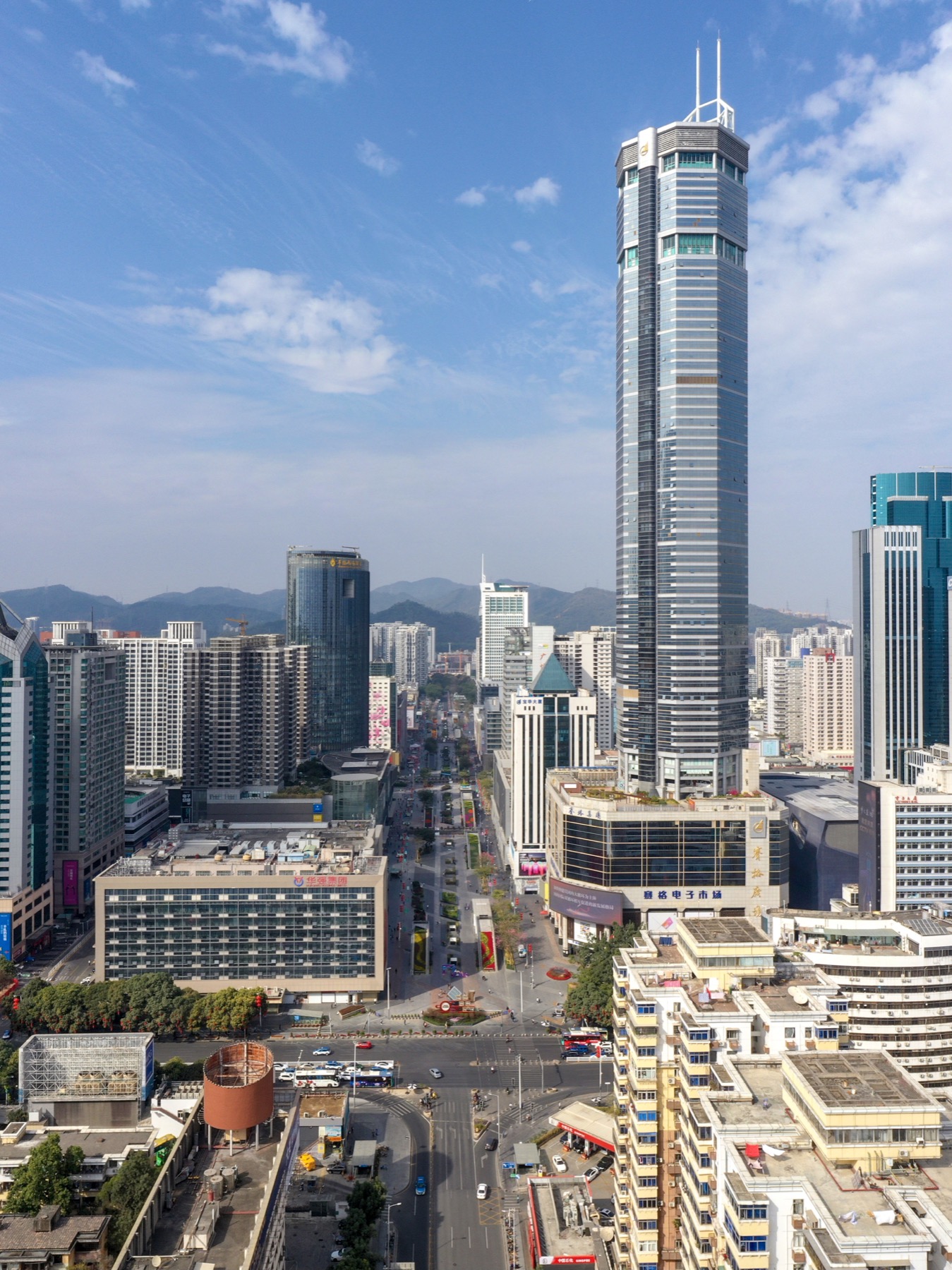 Huaqiangbei and the SEG Plaza tower in central Shenzhen